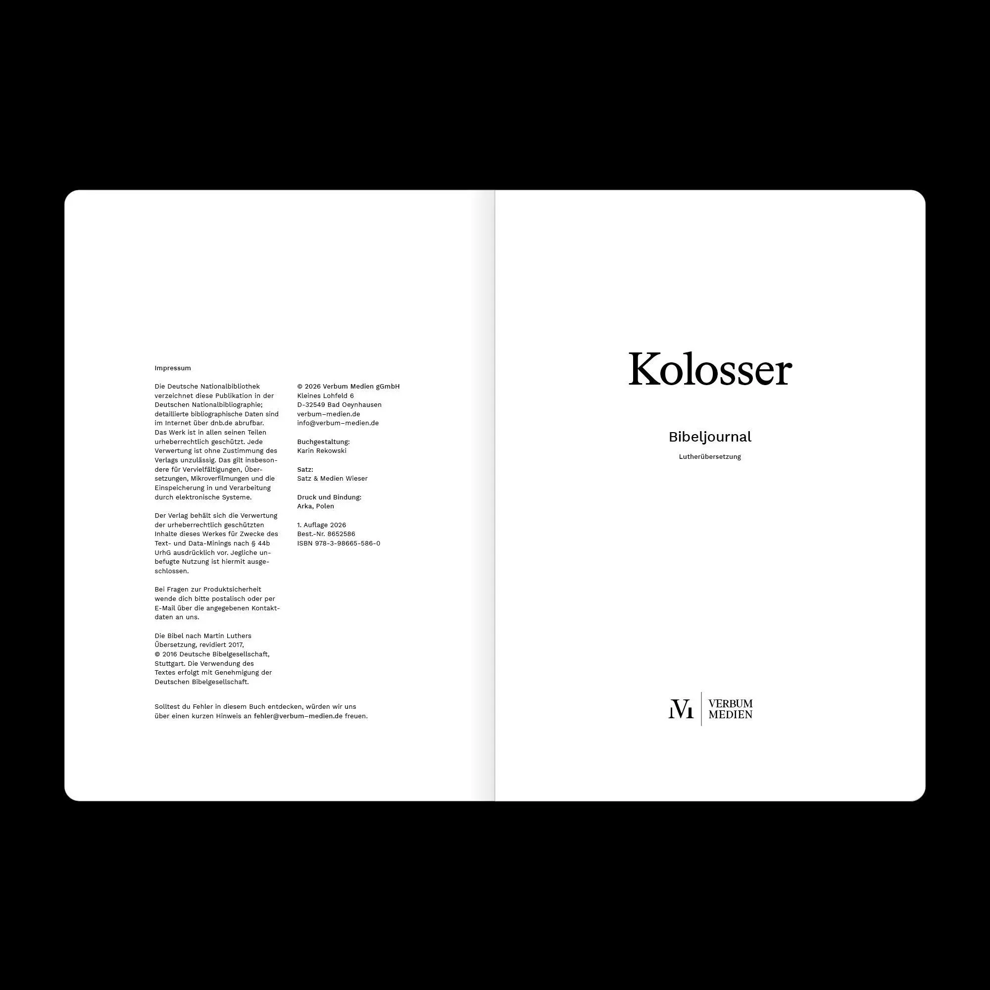 Bild: 9783986655860 | Kolosser (Bibeljournal) | Verbum Medien | Taschenbuch | Bibeljournal