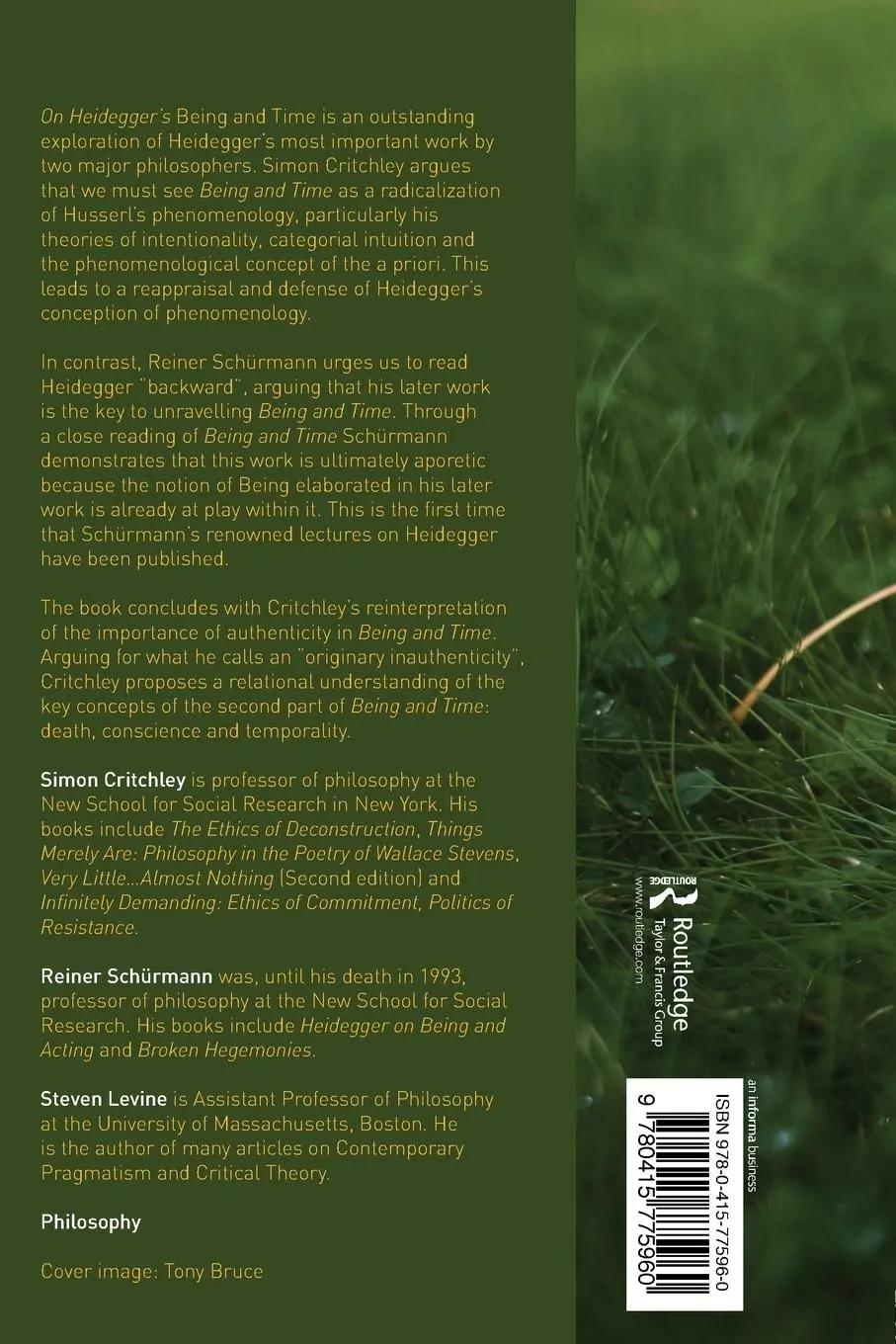 Rückseite: 9780415775960 | On Heidegger's Being and Time | Simon Critchley (u. a.) | Taschenbuch