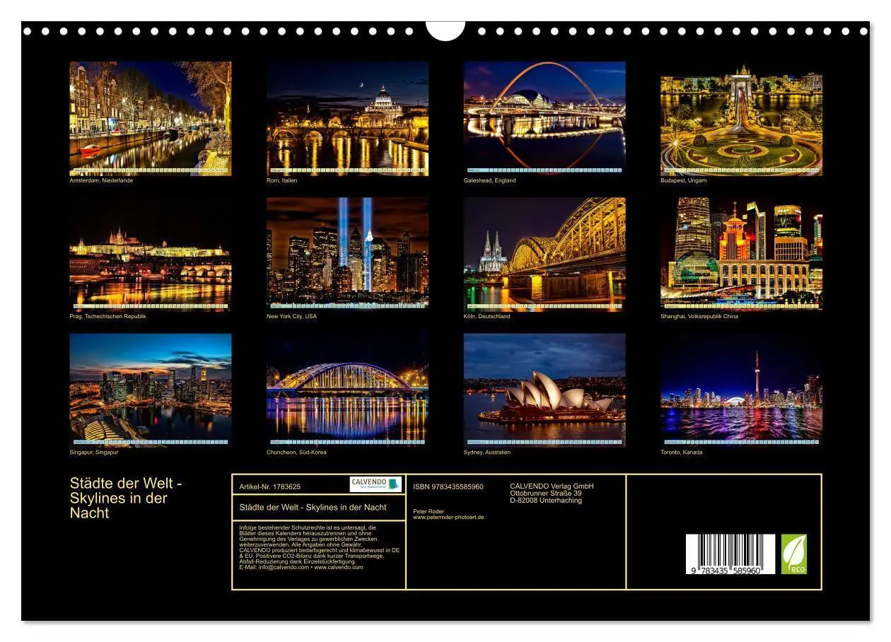 Bild: 9783435585960 | Städte der Welt - Skylines in der Nacht (Wandkalender 2025 DIN A3...