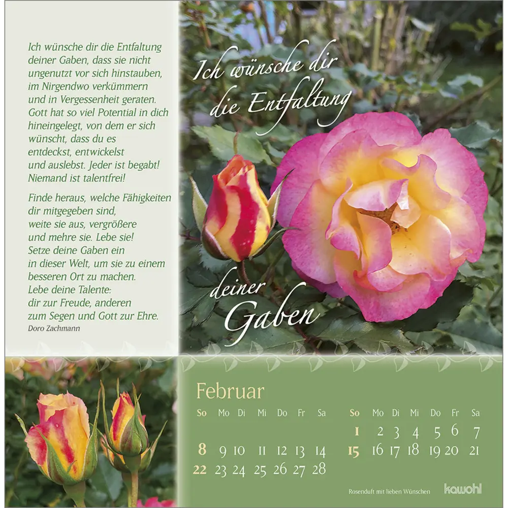 Bild: 9783754815960 | Rosenduft mit lieben Wünschen 2026 | Rosen-Postkarten-Kalender | 13 S.