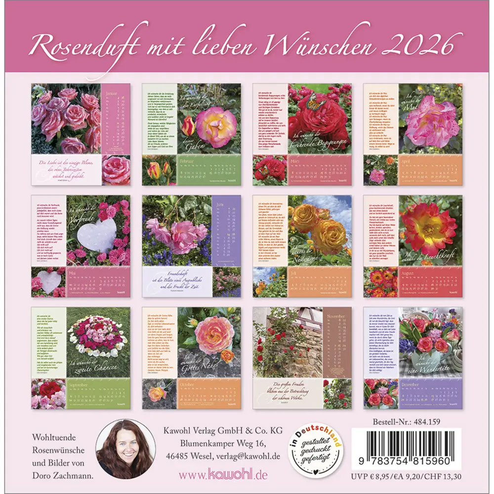 Bild: 9783754815960 | Rosenduft mit lieben Wünschen 2026 | Rosen-Postkarten-Kalender | 13 S.
