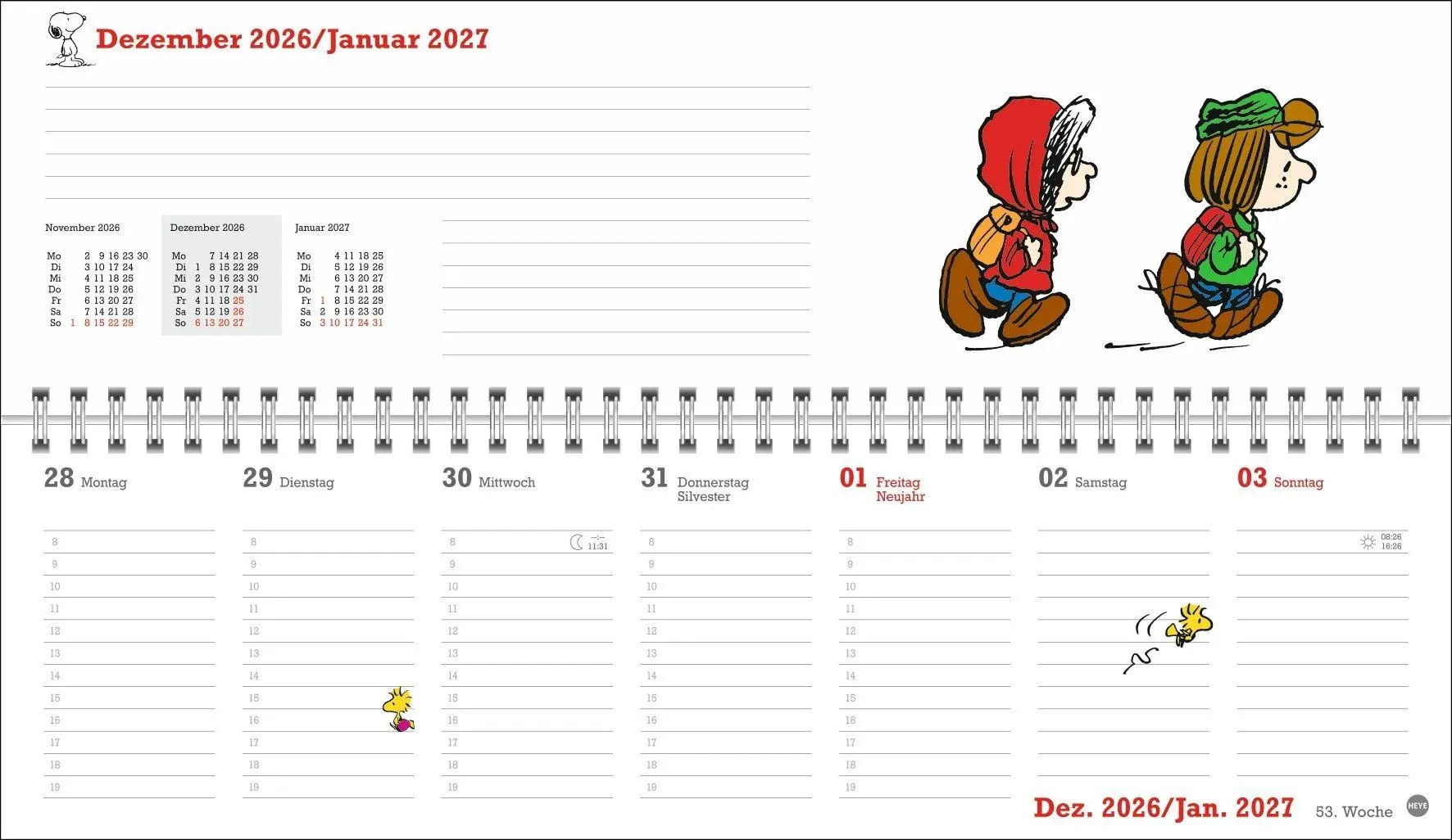 Bild: 9783756415960 | Peanuts Wochenquerplaner 2027 | Heye | Kalender | Spiralbindung | 2027