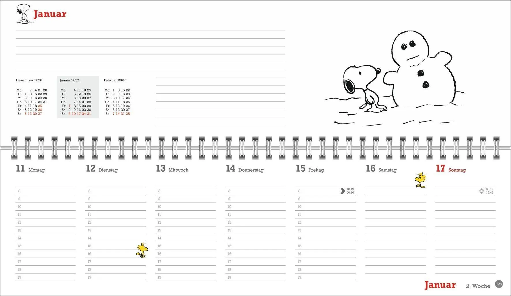 Bild: 9783756415960 | Peanuts Wochenquerplaner 2027 | Heye | Kalender | Spiralbindung | 2027