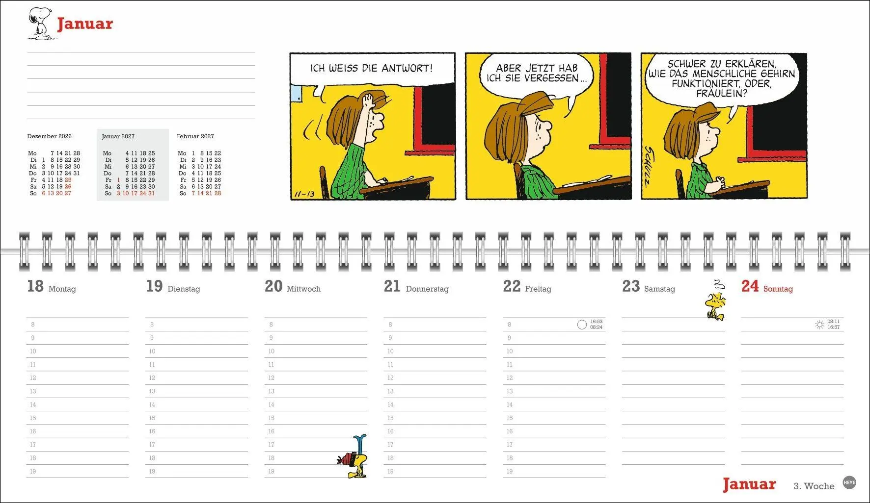 Bild: 9783756415960 | Peanuts Wochenquerplaner 2027 | Heye | Kalender | Spiralbindung | 2027