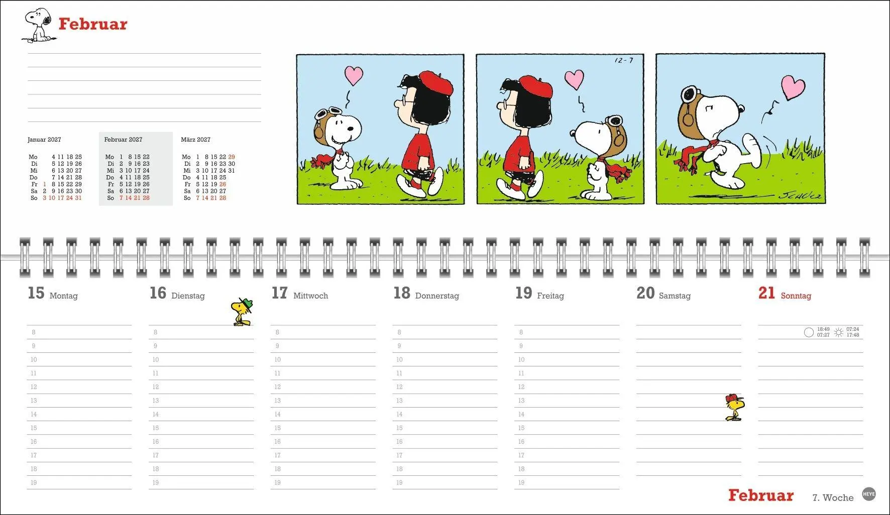Bild: 9783756415960 | Peanuts Wochenquerplaner 2027 | Heye | Kalender | Spiralbindung | 2027