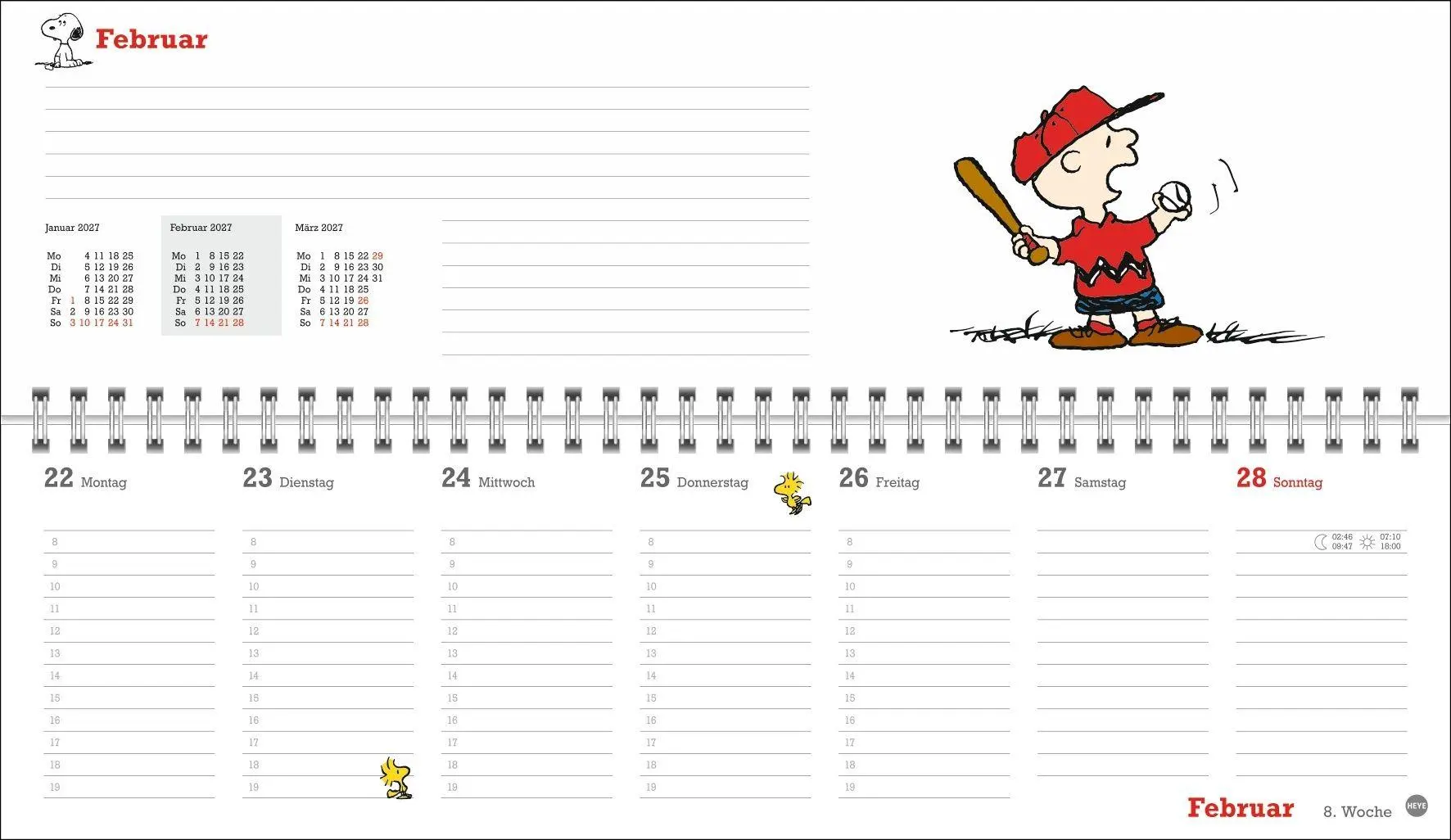 Bild: 9783756415960 | Peanuts Wochenquerplaner 2027 | Heye | Kalender | Spiralbindung | 2027