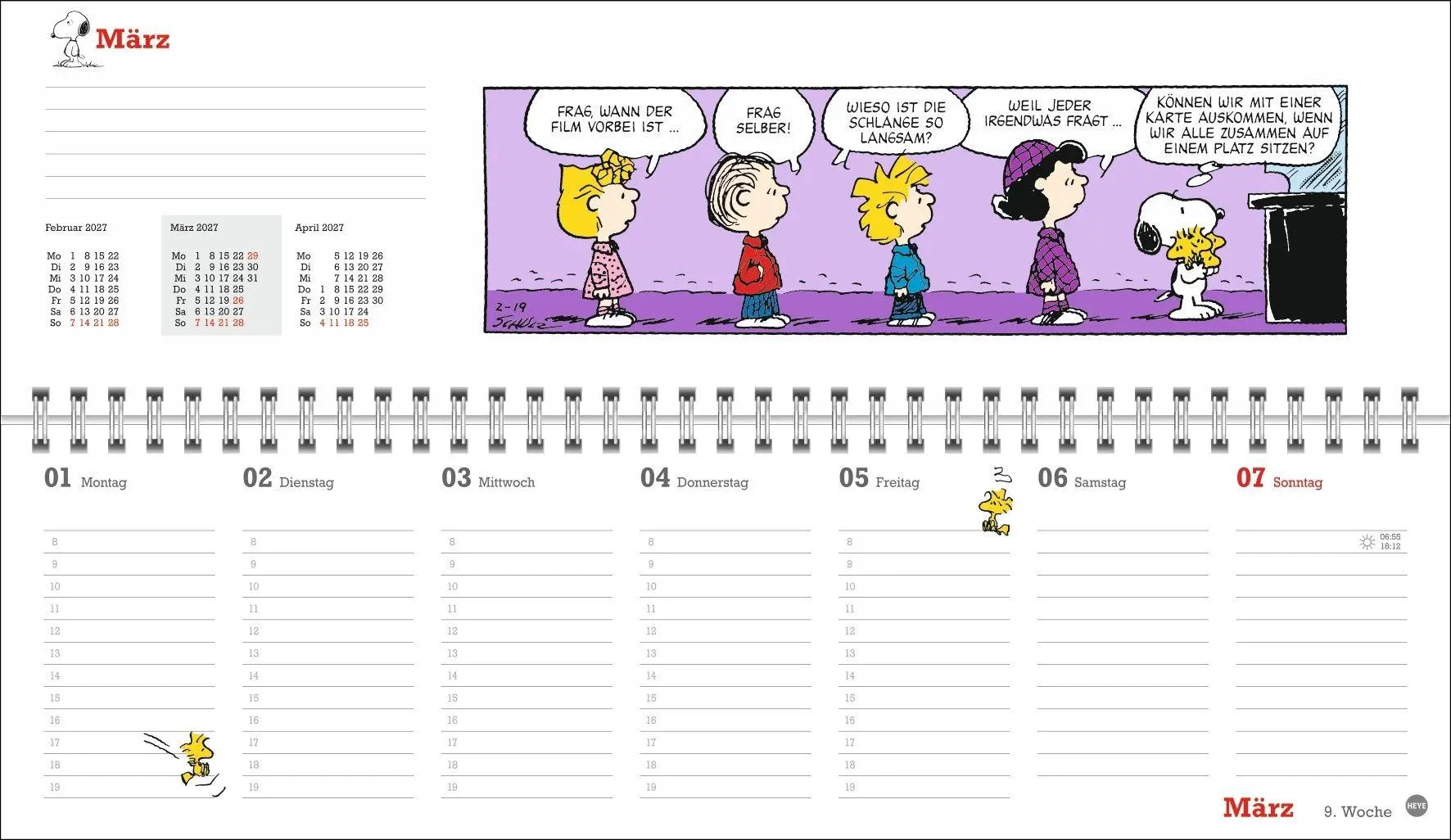 Bild: 9783756415960 | Peanuts Wochenquerplaner 2027 | Heye | Kalender | Spiralbindung | 2027