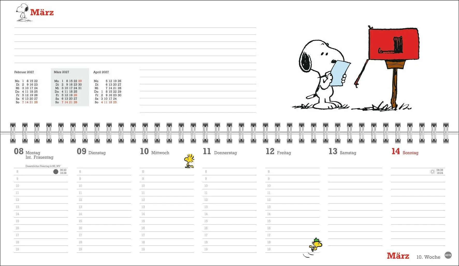 Bild: 9783756415960 | Peanuts Wochenquerplaner 2027 | Heye | Kalender | Spiralbindung | 2027