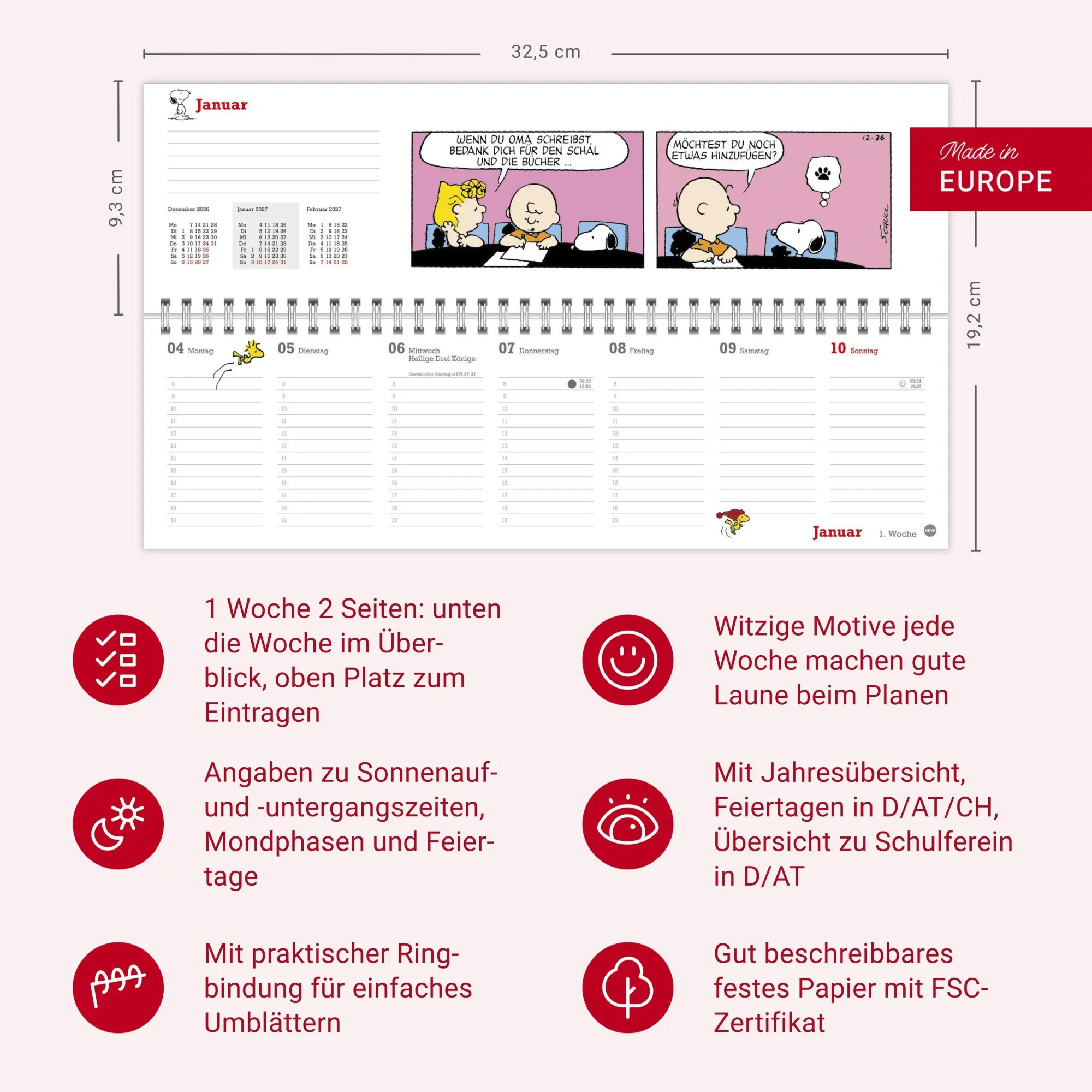 Bild: 9783756415960 | Peanuts Wochenquerplaner 2027 | Heye | Kalender | Spiralbindung | 2027