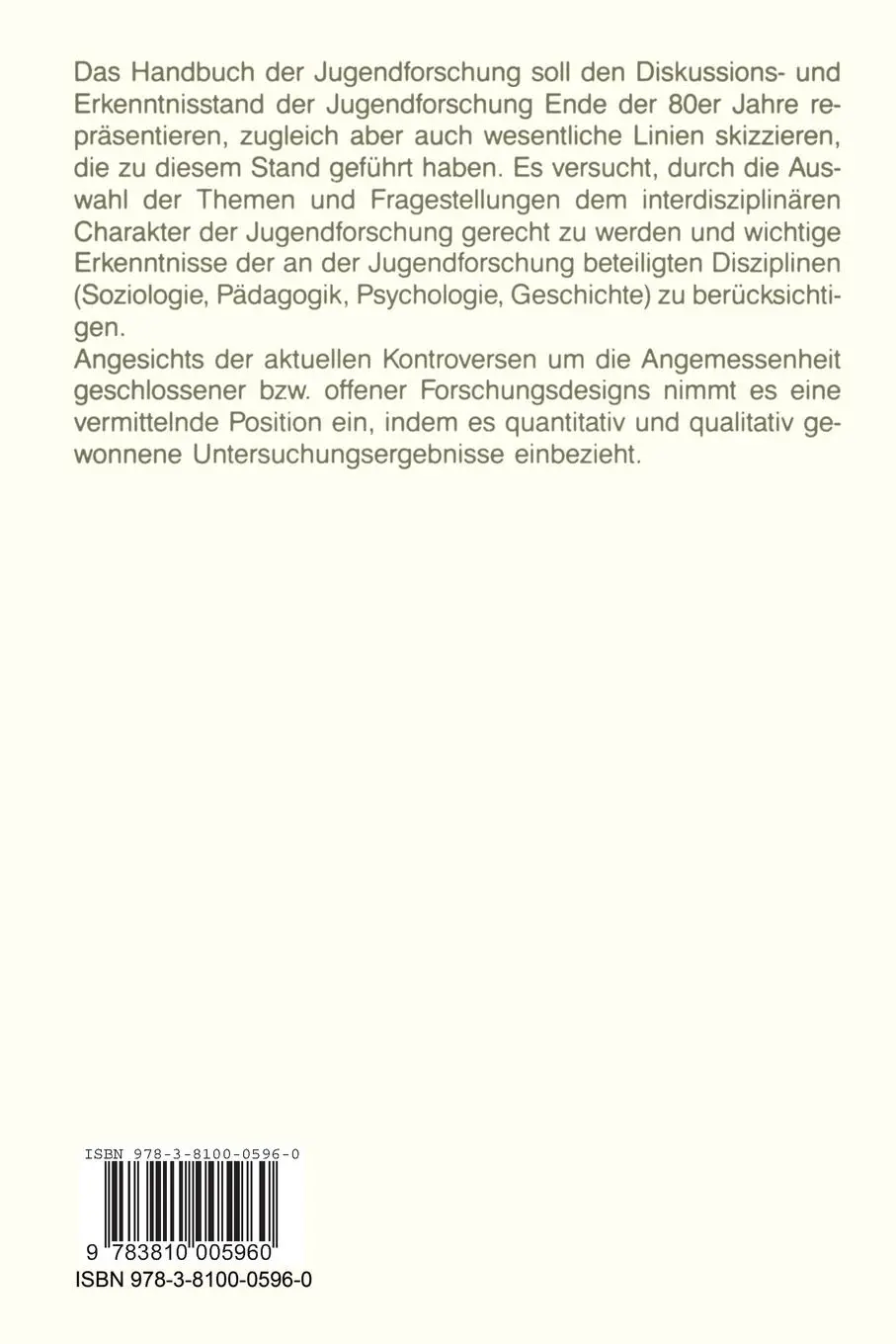 Rückseite: 9783810005960 | Handbuch der Jugendforschung | Heinz-Hermann Krüger | Taschenbuch