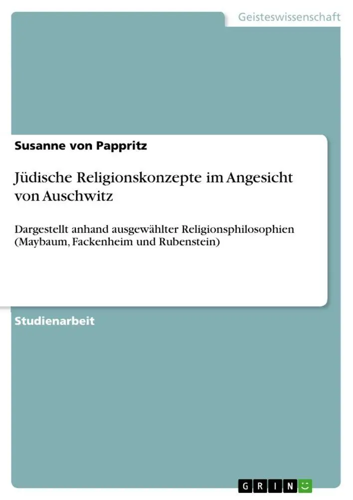 Cover: 9783963565960 | Jüdische Religionskonzepte im Angesicht von Auschwitz | Pappritz