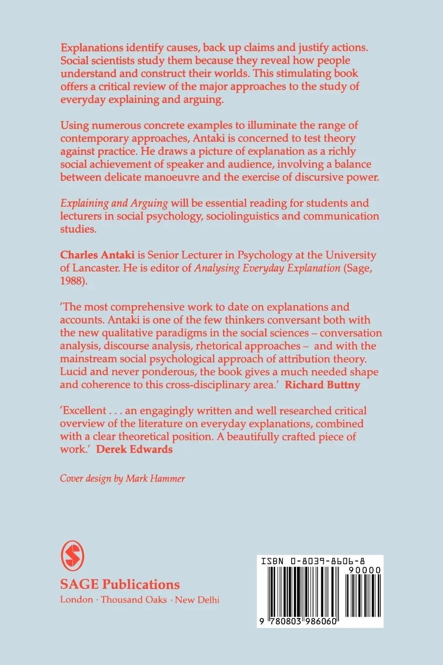Rückseite: 9780803986060 | Explaining and Arguing | The Social Organization of Accounts | Antaki