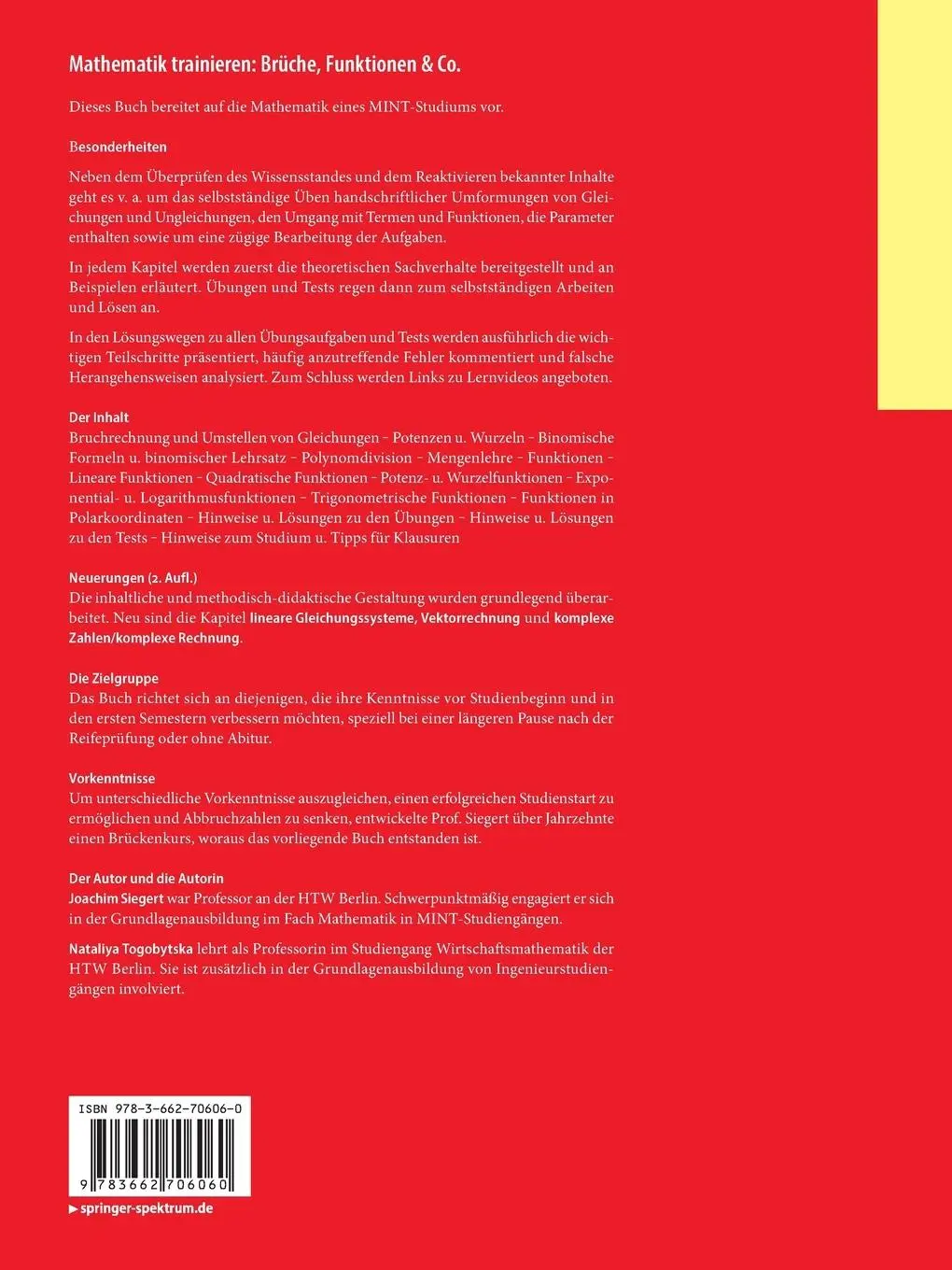 Rückseite: 9783662706060 | Mathematik trainieren: Brüche, Funktionen &amp; Co. | Togobytska (u. a.)