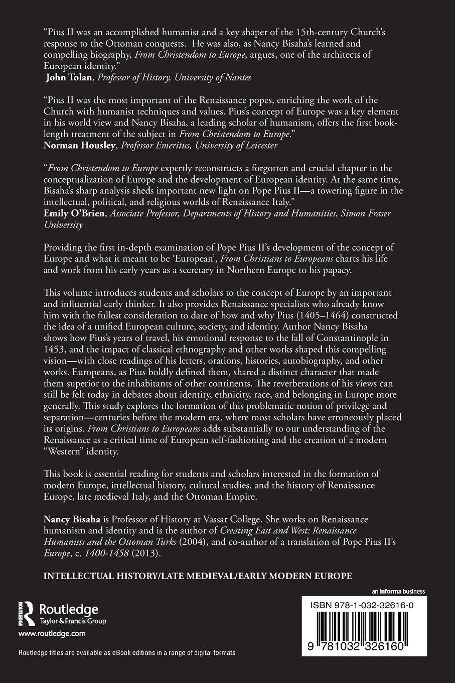 Rückseite: 9781032326160 | From Christians to Europeans | Nancy Bisaha | Taschenbuch | Englisch