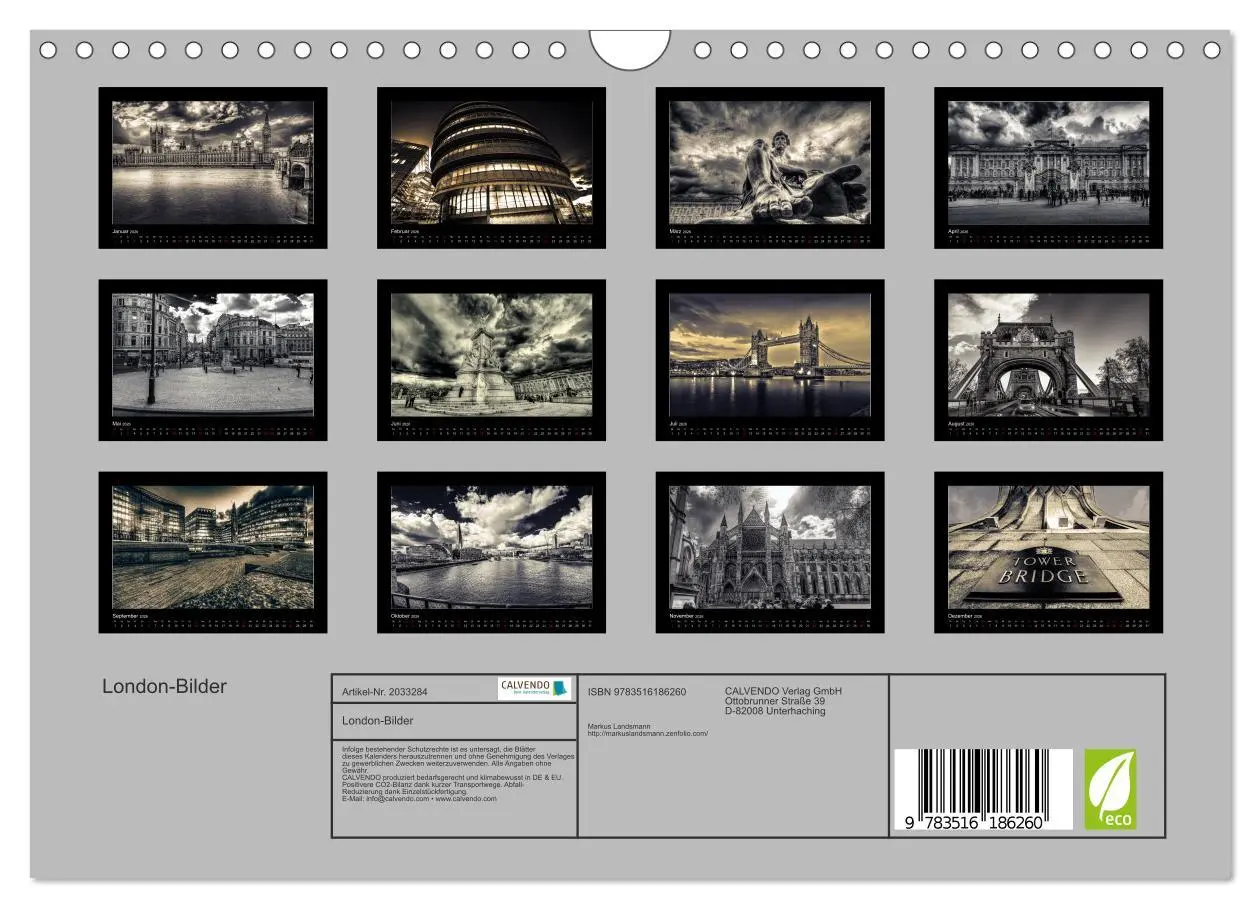 Bild: 9783516186260 | London-Bilder (Wandkalender 2026 DIN A4 quer), CALVENDO Monatskalender