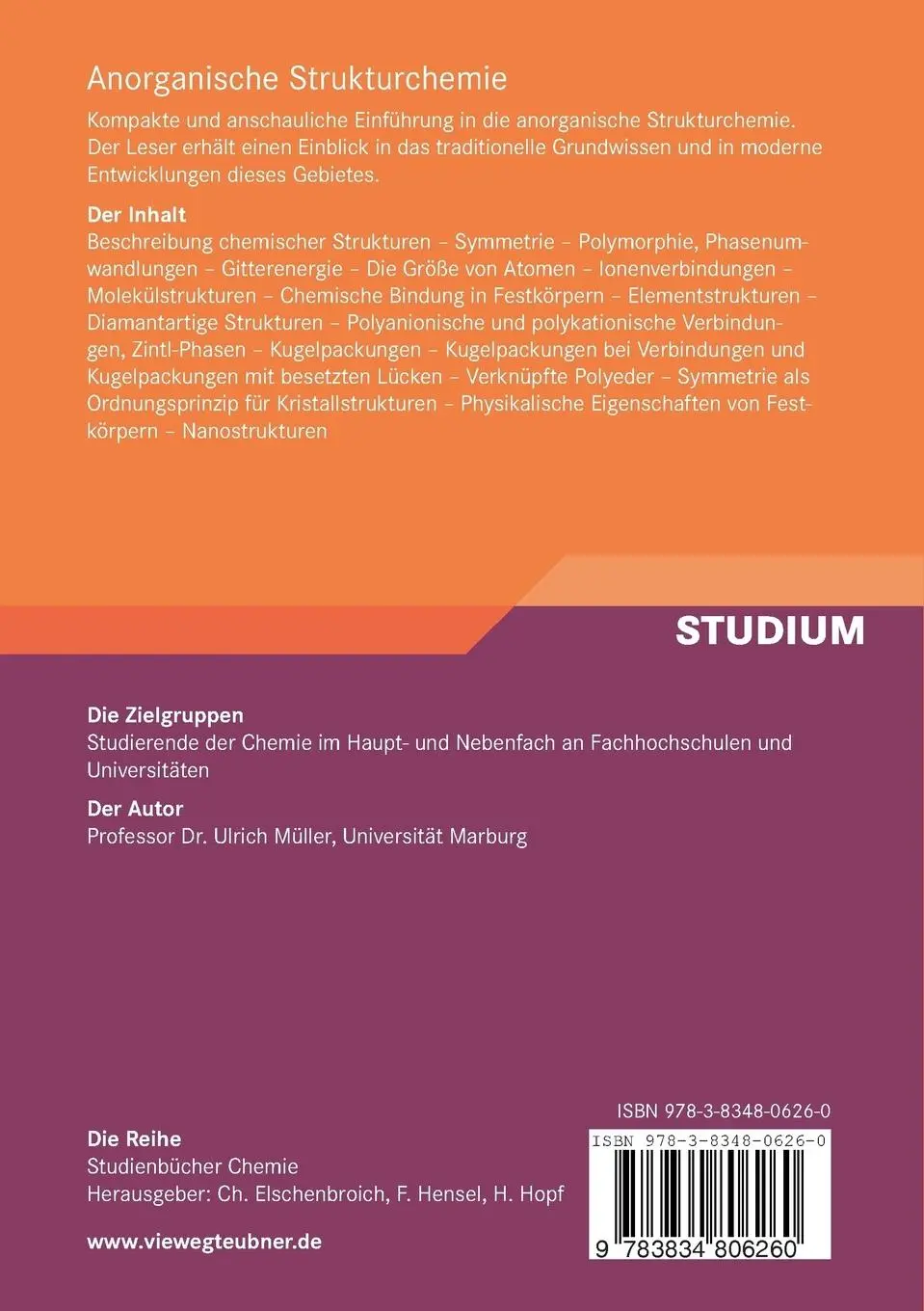 Rückseite: 9783834806260 | Anorganische Strukturchemie | Ulrich Müller | Taschenbuch | Deutsch