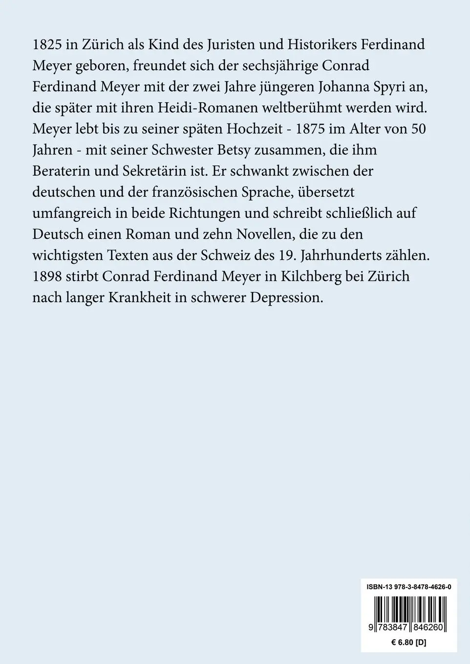 Rückseite: 9783847846260 | Der Schuß von der Kanzel (Großdruck) | Conrad Ferdinand Meyer | Buch