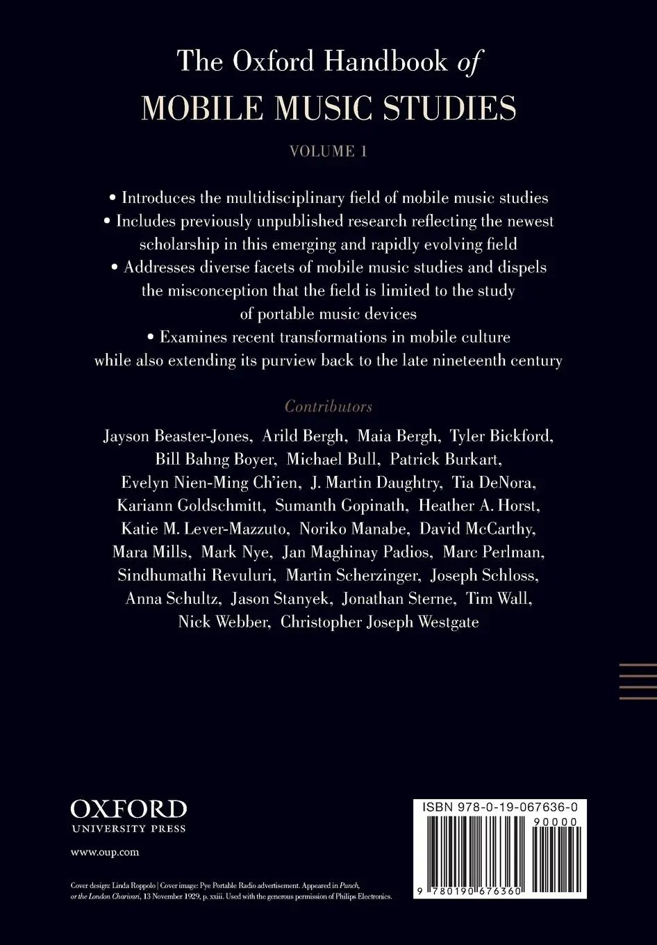 Rückseite: 9780190676360 | Oxford Handbook of Mobile Music Studies, Volume 1 | Gopinath (u. a.)