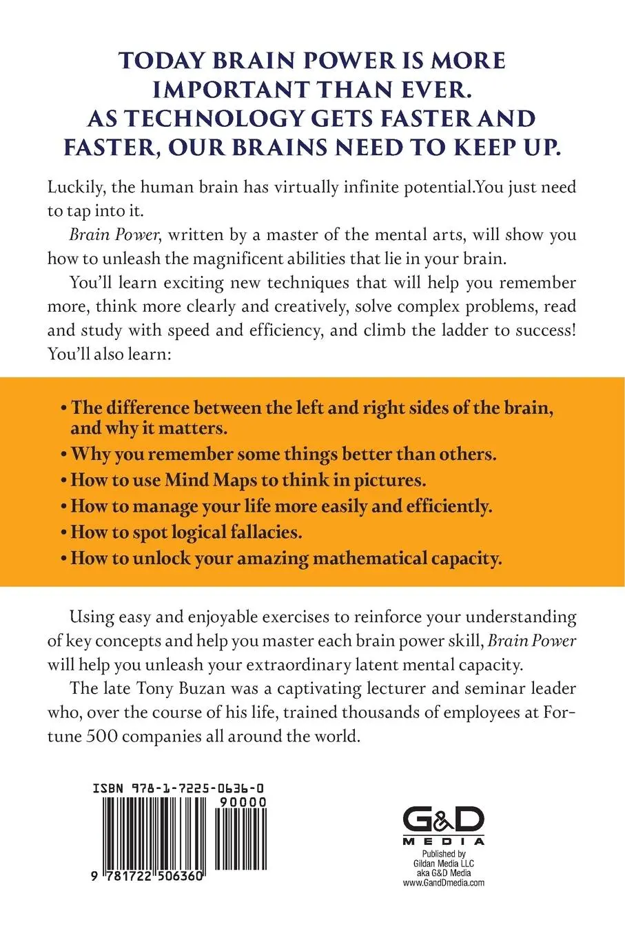 Rückseite: 9781722506360 | Brain Power | Tony Buzan | Taschenbuch | Kartoniert / Broschiert