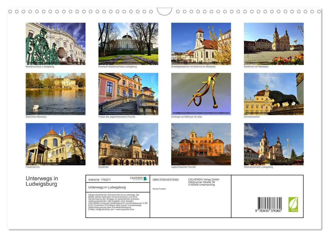 Bild: 9783435376360 | Unterwegs in Ludwigsburg (Wandkalender 2025 DIN A3 quer), CALVENDO...