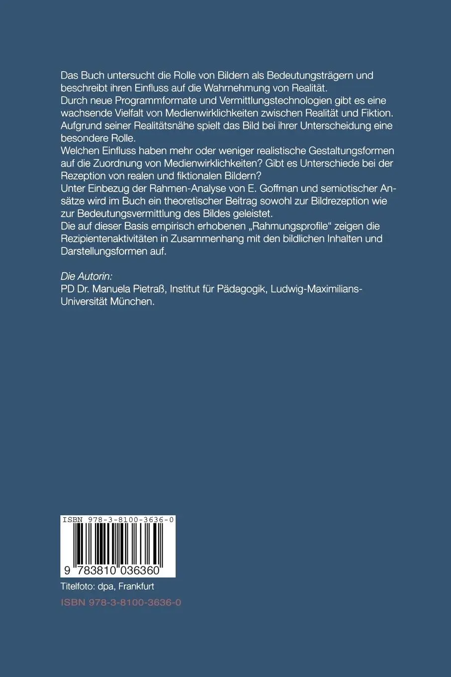 Rückseite: 9783810036360 | Bild und Wirklichkeit | Manuela Pietraß | Taschenbuch | 256 S. | 2003