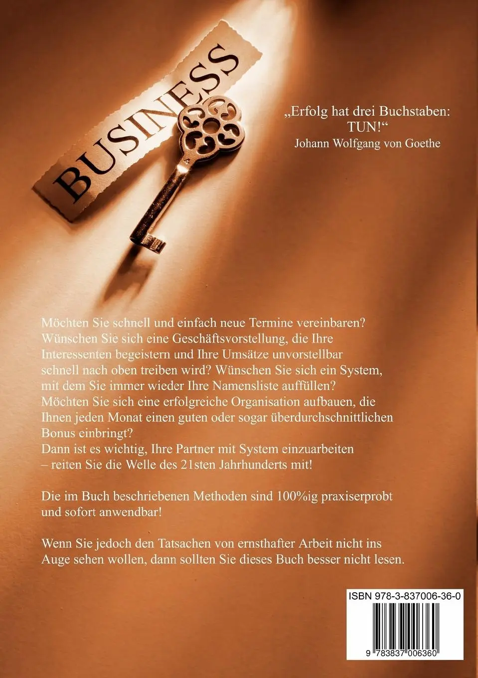 Rückseite: 9783837006360 | Der Schlüssel zum Erfolg | LR - Aus der Praxis für die Praxis | Buch