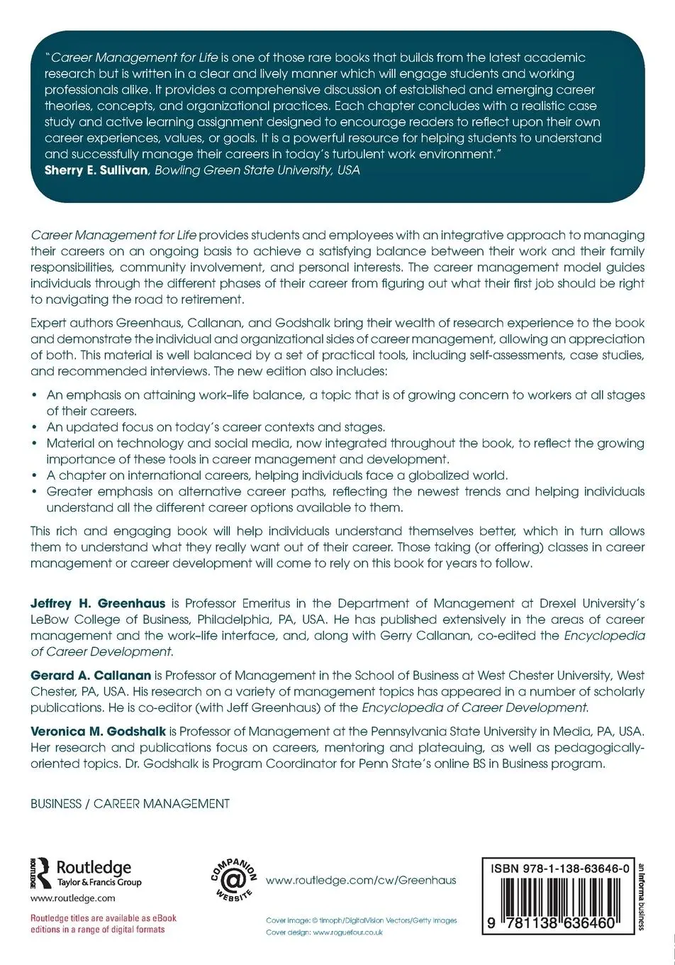 Rückseite: 9781138636460 | Career Management for Life | Jeffrey H. Greenhaus (u. a.) | Buch