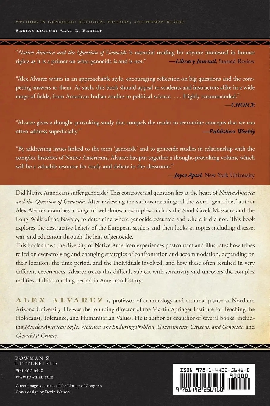 Rückseite: 9781442256460 | Native America and the Question of Genocide | Alex Alvarez | Buch