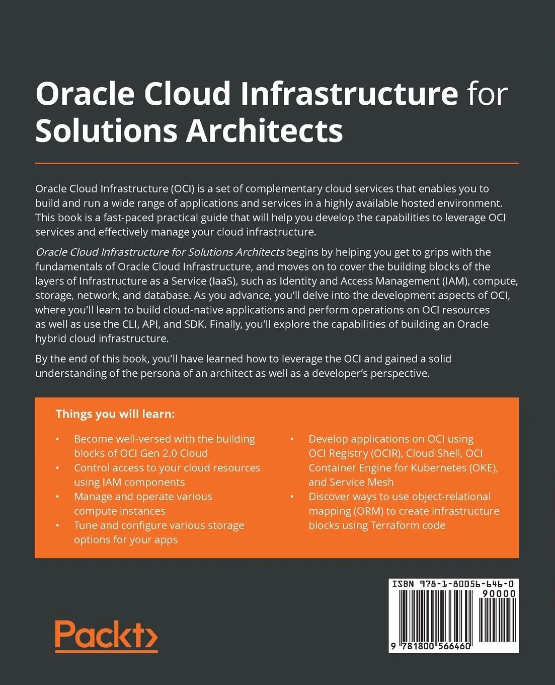 Rückseite: 9781800566460 | Oracle Cloud Infrastructure for Solutions Architects | Sarkar | Buch