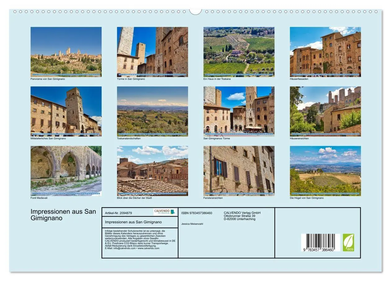 Bild: 9783457386460 | Impressionen aus San Gimignano (hochwertiger Premium Wandkalender...
