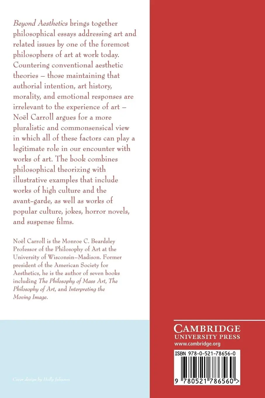 Rückseite: 9780521786560 | Beyond Aesthetics | Philosophical Essays | Noel Carroll | Taschenbuch