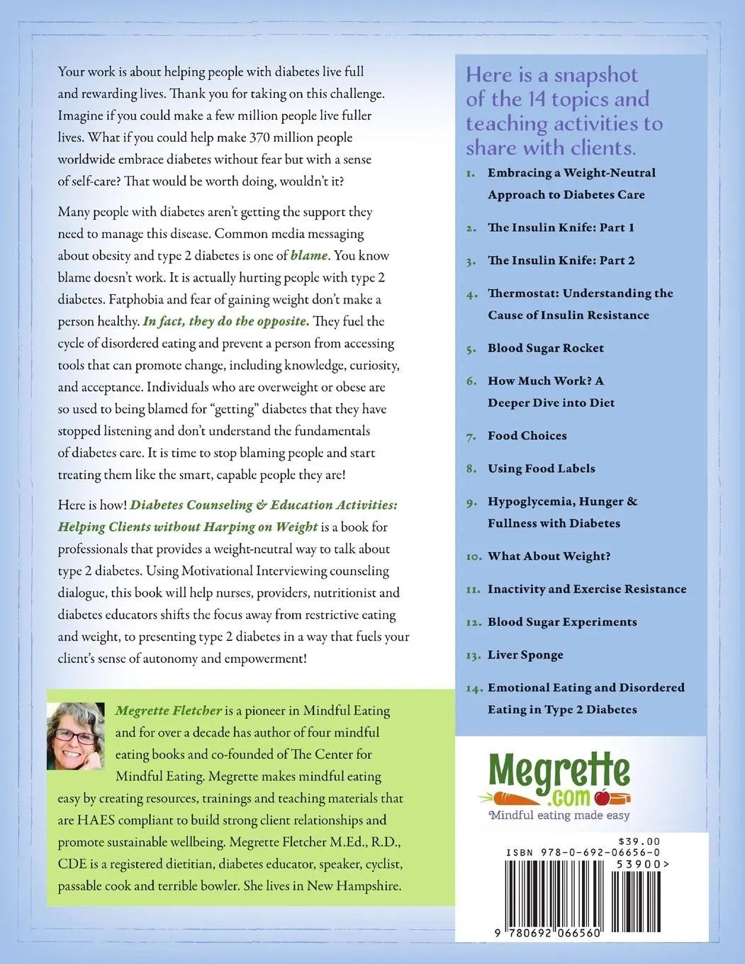 Rückseite: 9780692066560 | Diabetes Counseling &amp; Education Activities | Megrette Fletcher | Buch
