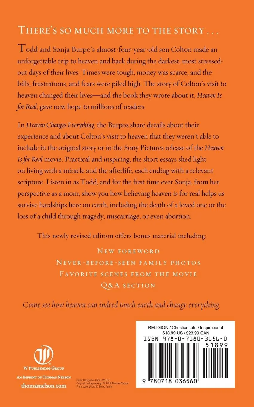 Rückseite: 9780718036560 | Heaven Changes Everything | The Rest of Our Story | Todd Burpo | Buch