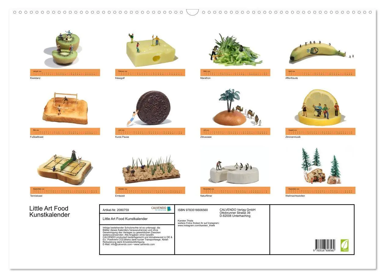 Bild: 9783516606560 | Little Art Food Kunstkalender (Wandkalender 2026 DIN A2 quer),...