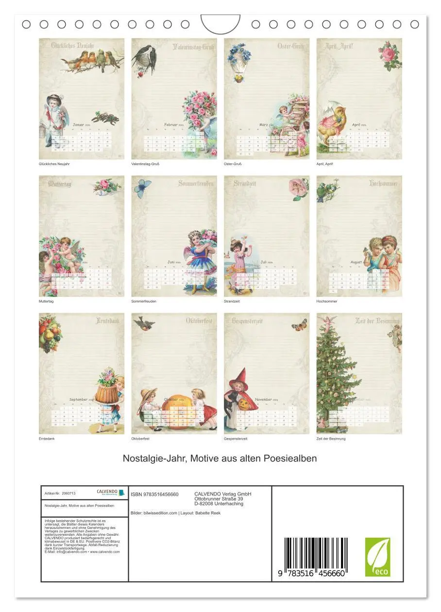 Bild: 9783516456660 | Nostalgie-Jahr, Motive aus alten Poesiealben (Wandkalender 2026 DIN...