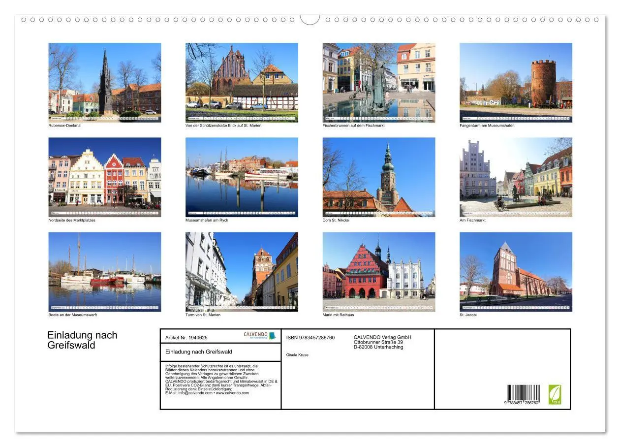 Bild: 9783457286760 | Einladung nach Greifswald (Wandkalender 2026 DIN A2 quer), CALVENDO...