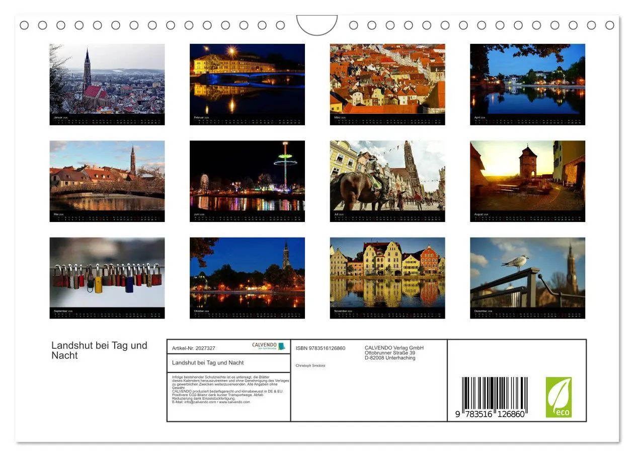 Bild: 9783516126860 | Landshut bei Tag und Nacht (Wandkalender 2026 DIN A4 quer),...