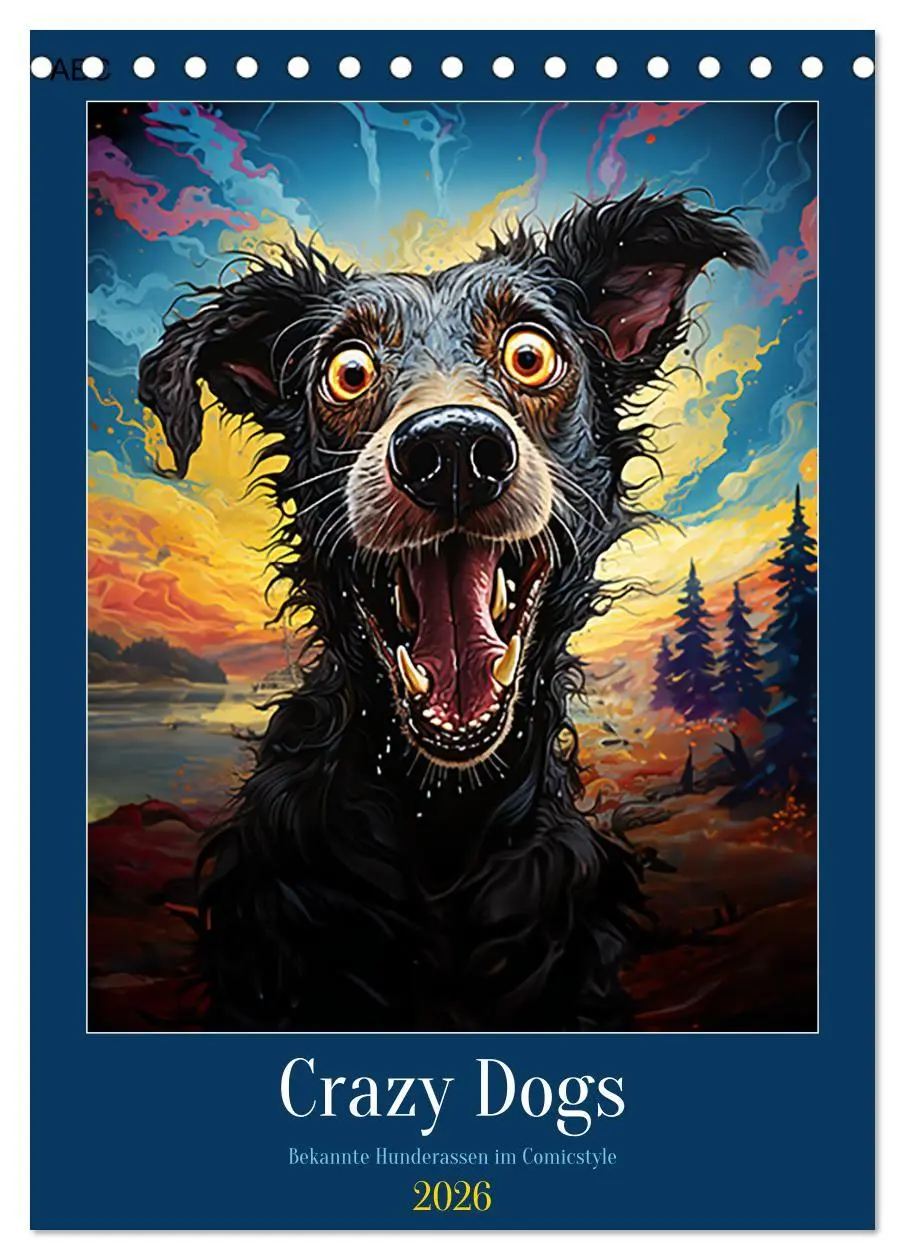 Cover: 9783516296860 | Crazy Dogs Bekannte Hunderassen im Comicstyle (Tischkalender 2026...