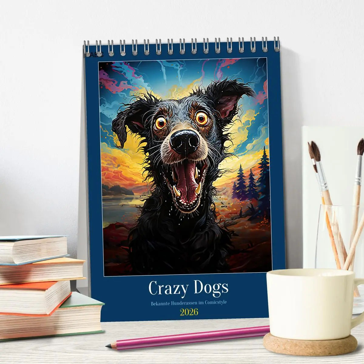 Bild: 9783516296860 | Crazy Dogs Bekannte Hunderassen im Comicstyle (Tischkalender 2026...