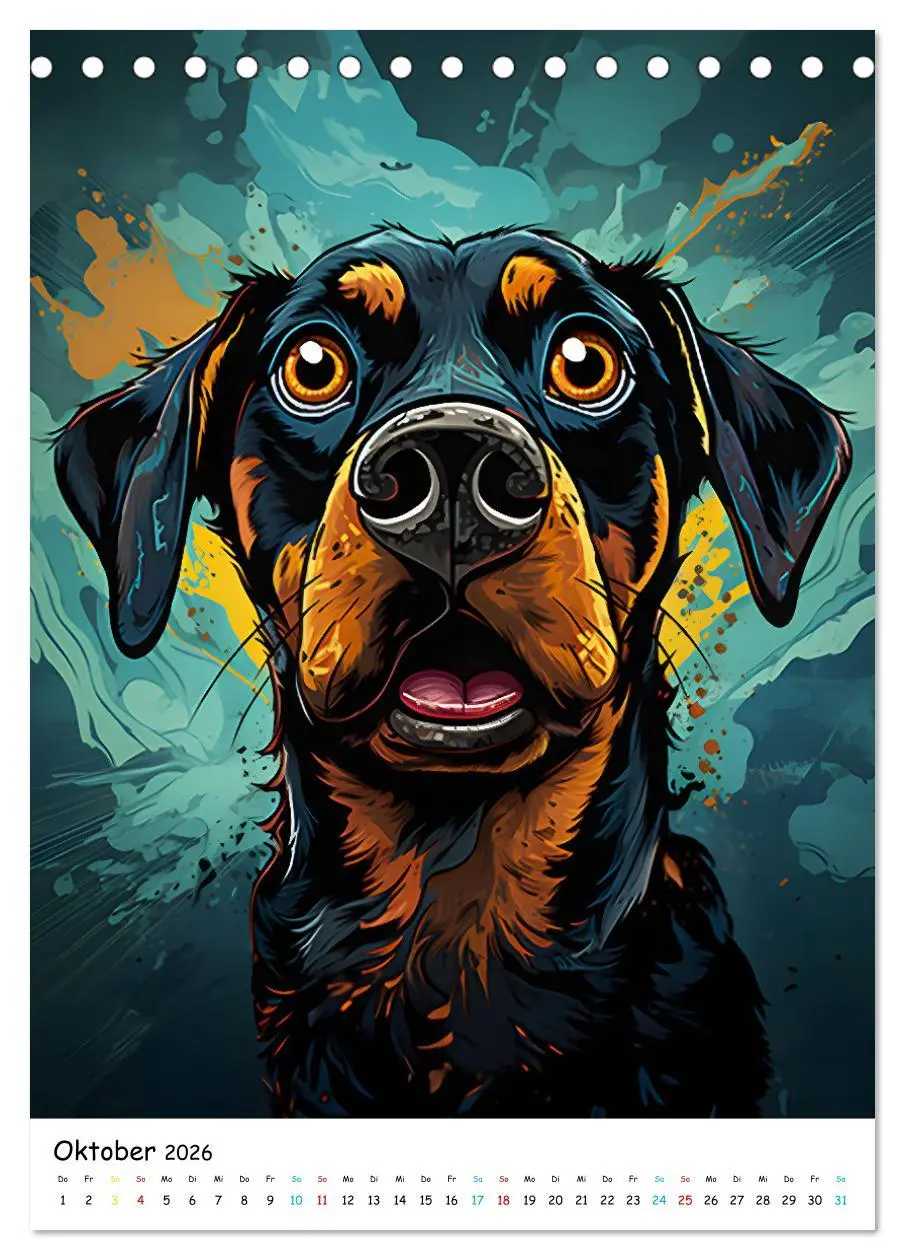 Bild: 9783516296860 | Crazy Dogs Bekannte Hunderassen im Comicstyle (Tischkalender 2026...
