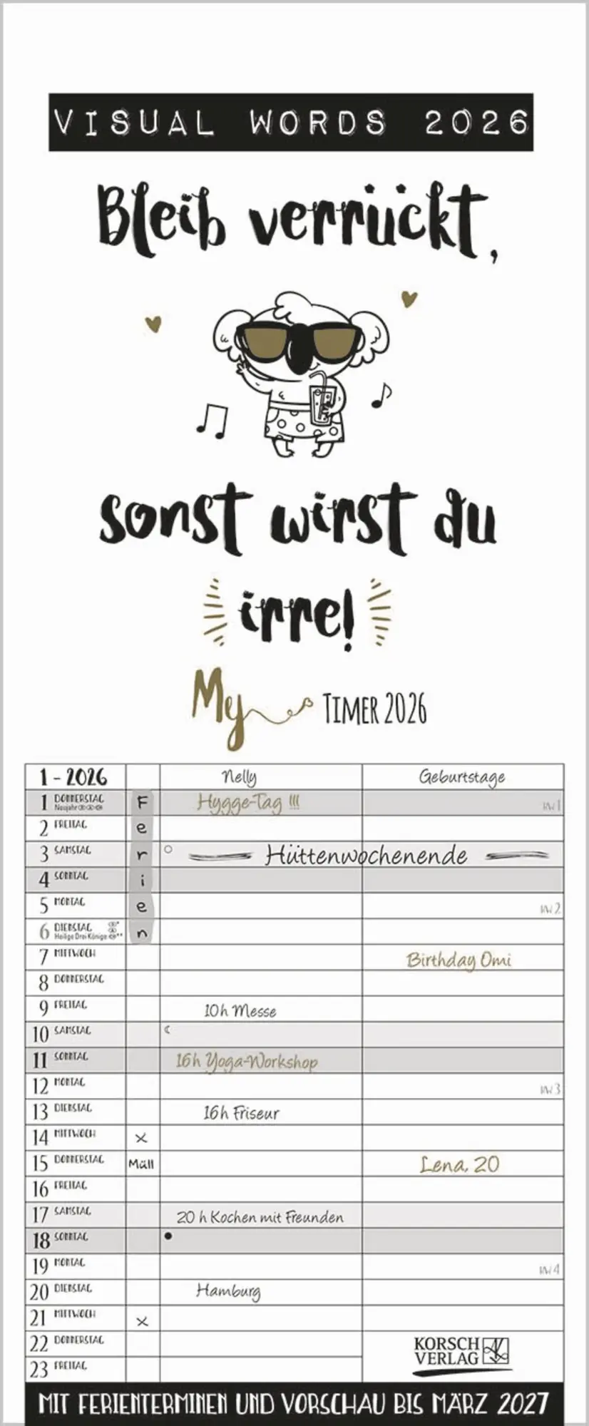 Cover: 9783731886860 | My Timer Visual Words 2026 | Verlag Korsch | Kalender | Spiralbindung