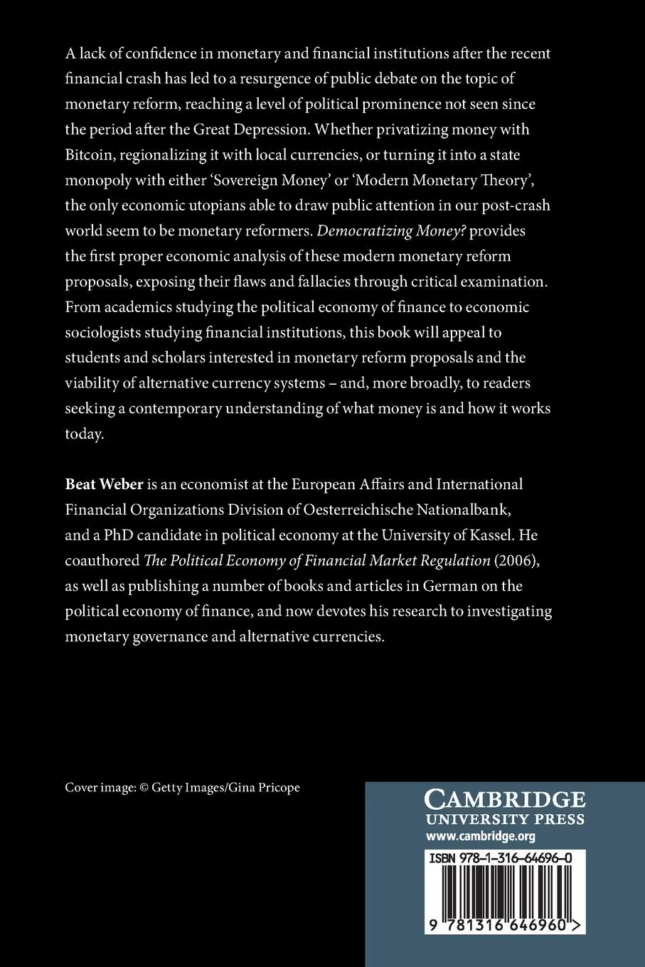 Rückseite: 9781316646960 | Democratizing Money? | Beat Weber | Taschenbuch | Englisch | 2022