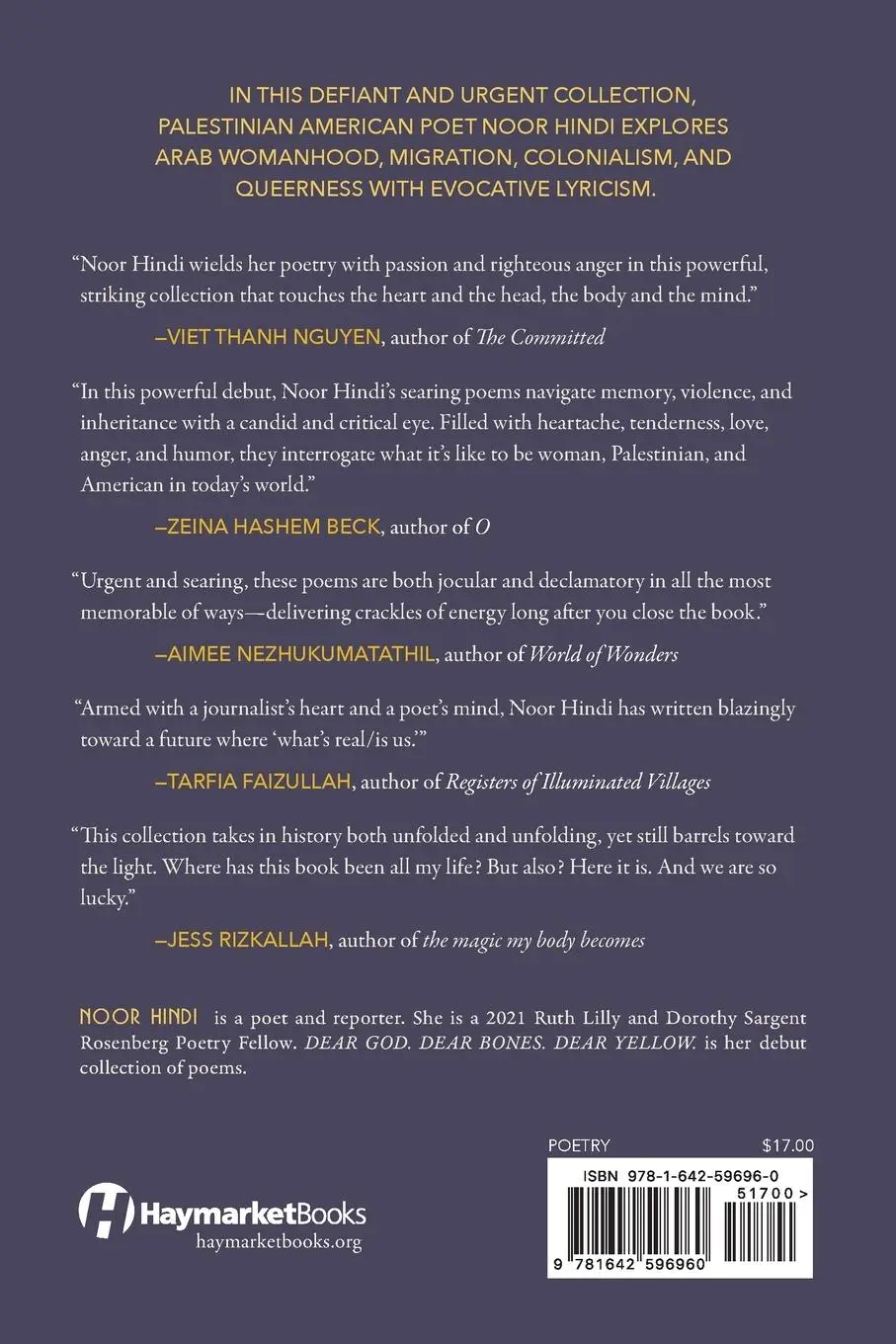 Rückseite: 9781642596960 | DEAR GOD. DEAR BONES. DEAR YELLOW. | Noor Hindi | Taschenbuch | 2022