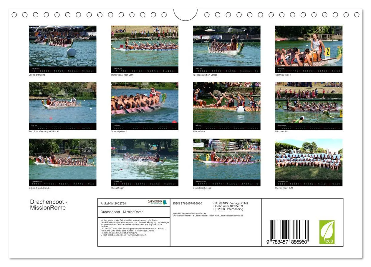 Bild: 9783457886960 | Drachenboot - MissionRome (Wandkalender 2026 DIN A4 quer), CALVENDO...