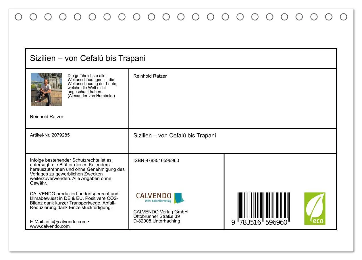 Bild: 9783516596960 | Sizilien - von Cefalù bis Trapani (Tischkalender 2026 DIN A5 quer),...