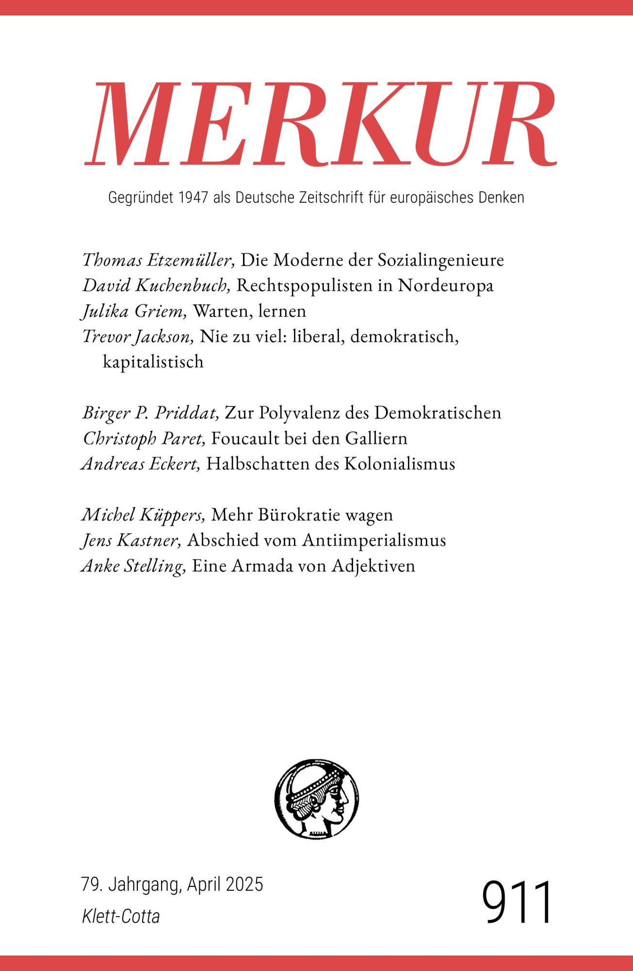 Cover: 9783608976960 | MERKUR 4/2025, Jg.79 | Nr. 911, Heft 04, April 2025 | Demand (u. a.)