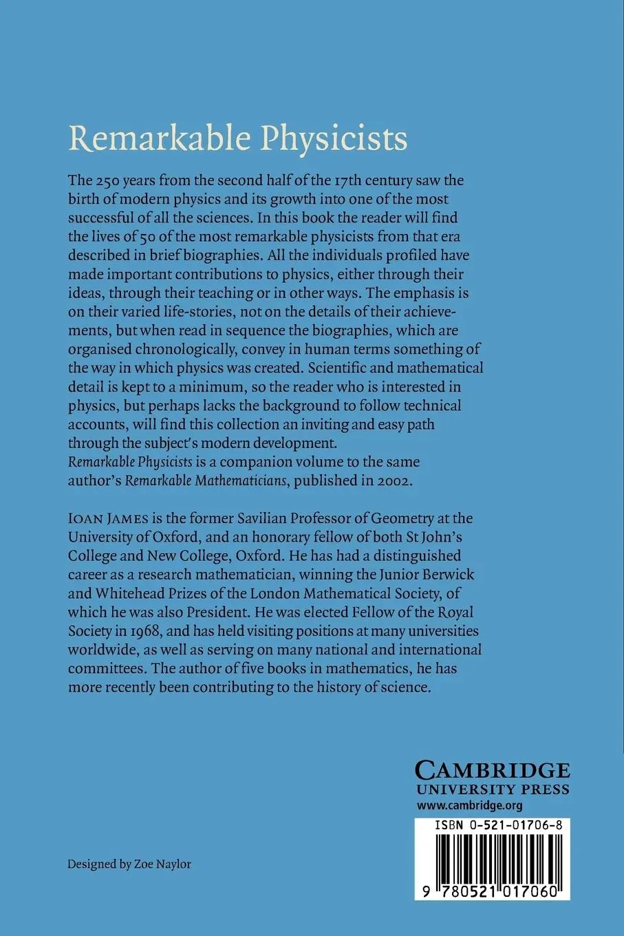 Rückseite: 9780521017060 | Remarkable Physicists | From Galileo to Yukawa | Ioan James | Buch