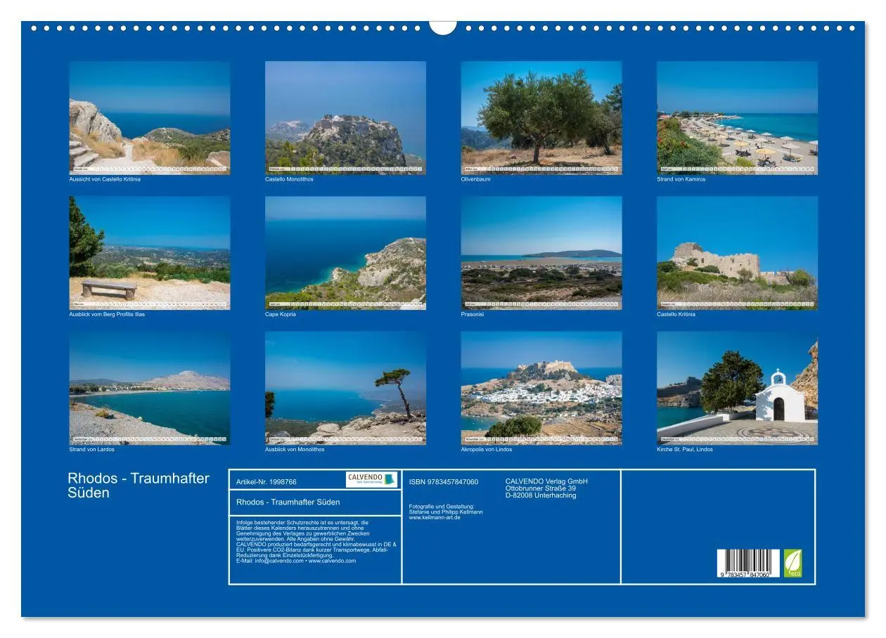 Bild: 9783457847060 | Rhodos - Traumhafter Süden (Wandkalender 2026 DIN A2 quer),...