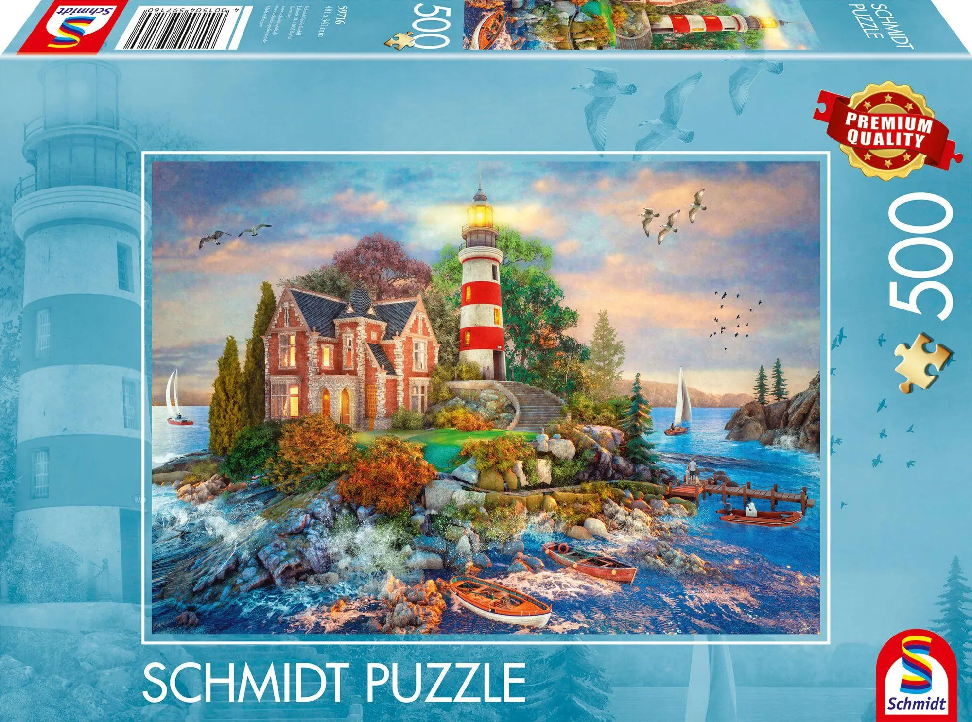 Cover: 4001504597160 | Leuchtturm am Felsen | Puzzle Standard 500 Teile | Spiel | 59716