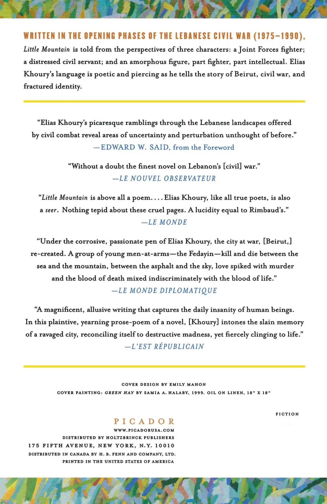 Rückseite: 9780312427160 | Little Mountain | Elias Khoury | Taschenbuch | Englisch | 2000